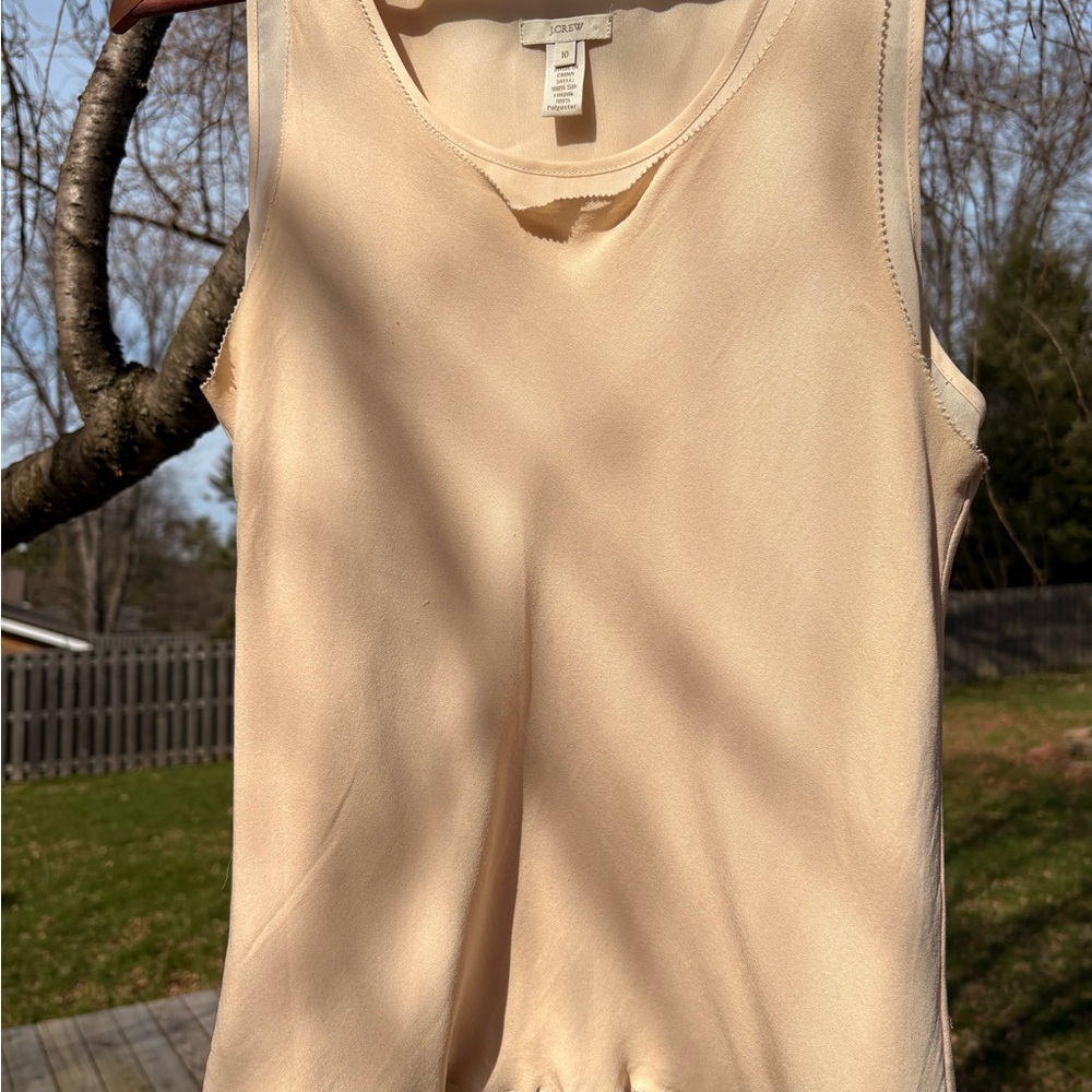 J. Crew Women's Cream Sleeveless Silk Double Layer Tank